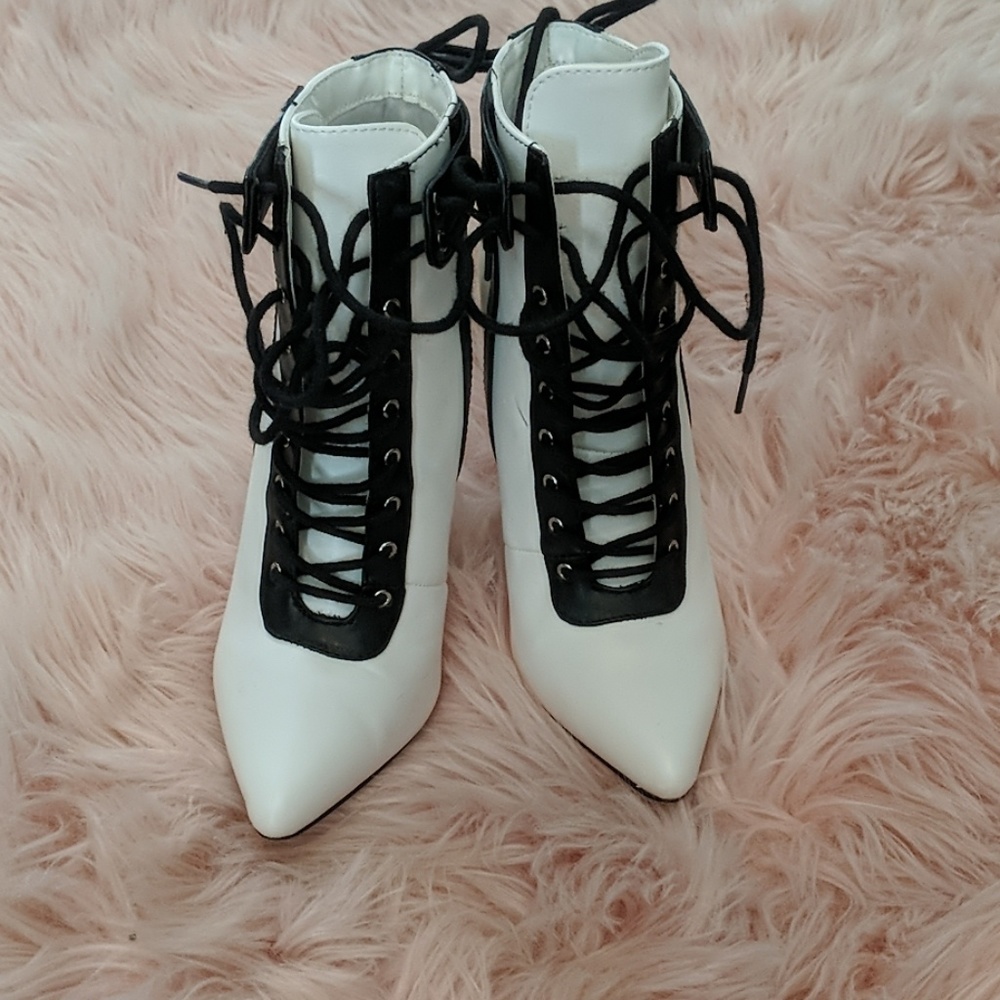 White and black booties